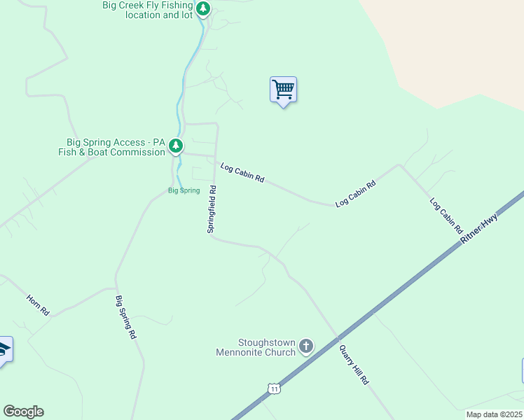 map of restaurants, bars, coffee shops, grocery stores, and more near 138 Log Cabin Road in Newville