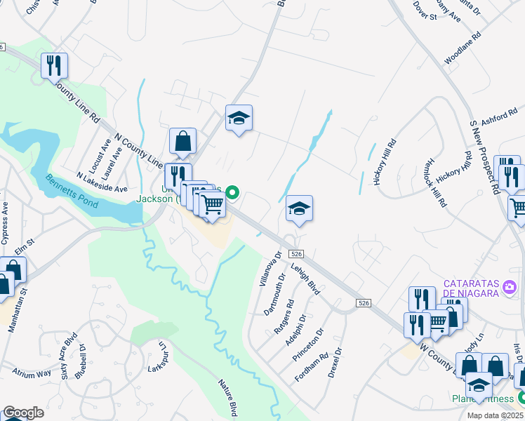 map of restaurants, bars, coffee shops, grocery stores, and more near 2250 West County Line Road in Jackson