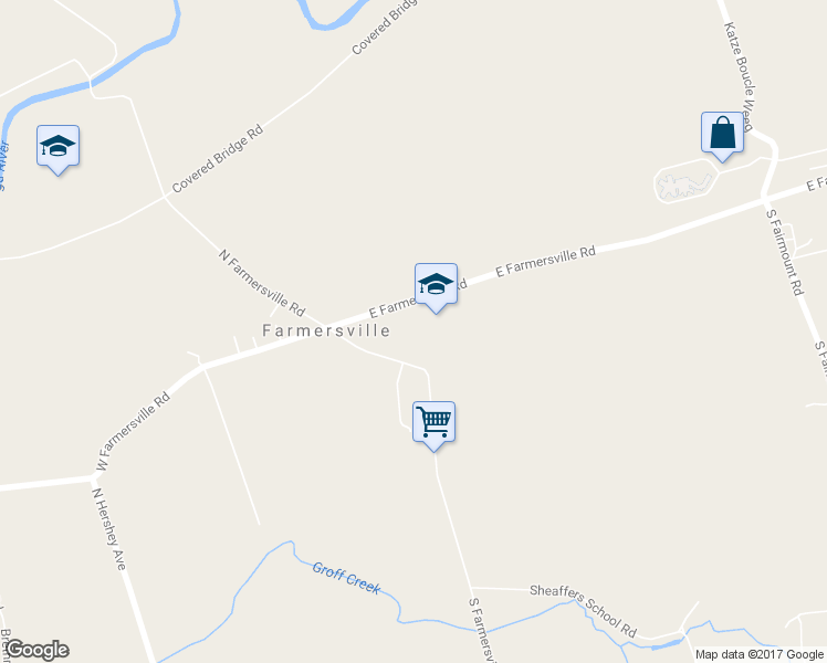 map of restaurants, bars, coffee shops, grocery stores, and more near 45 East Farmersville Road in Ephrata