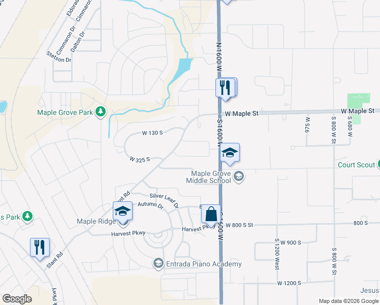 map of restaurants, bars, coffee shops, grocery stores, and more near 1768 300 South in Mapleton