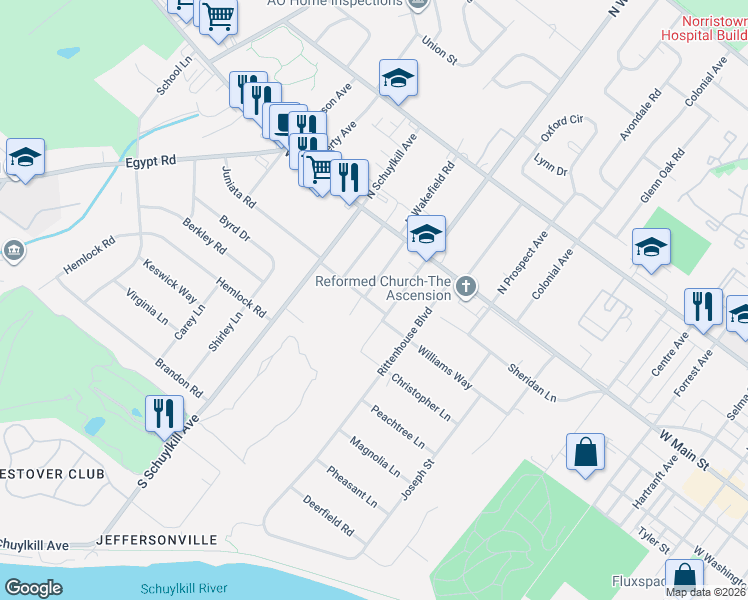map of restaurants, bars, coffee shops, grocery stores, and more near 49 South Wakefield Road in Eagleville