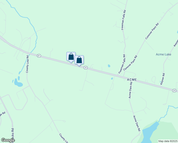 map of restaurants, bars, coffee shops, grocery stores, and more near 2900 Pennsylvania 31 in Acme