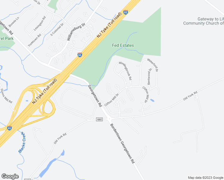 map of restaurants, bars, coffee shops, grocery stores, and more near 38 Dorset Court in Bordentown
