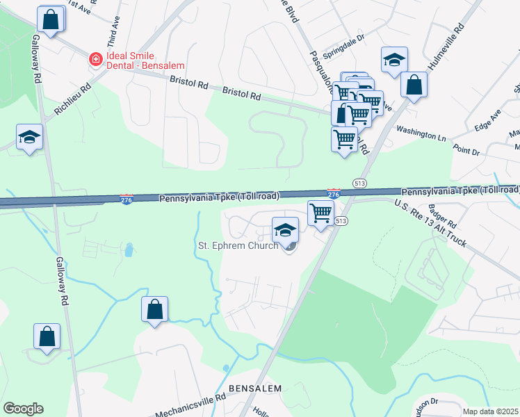 map of restaurants, bars, coffee shops, grocery stores, and more near 103 Liberty Drive in Bucks County