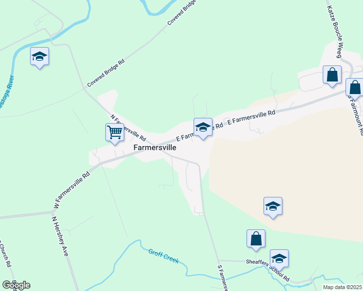 map of restaurants, bars, coffee shops, grocery stores, and more near 33 E Farmersville Rd in Ephrata