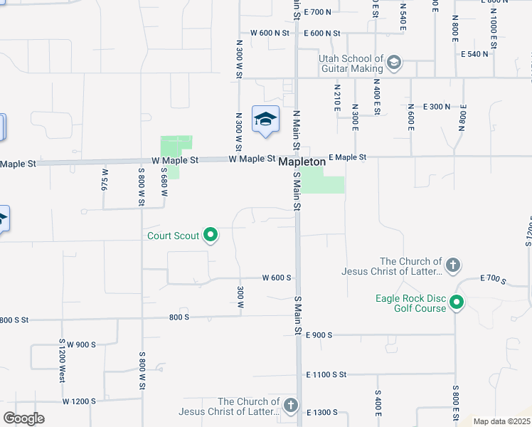 map of restaurants, bars, coffee shops, grocery stores, and more near 161 West 250 South Street in Mapleton