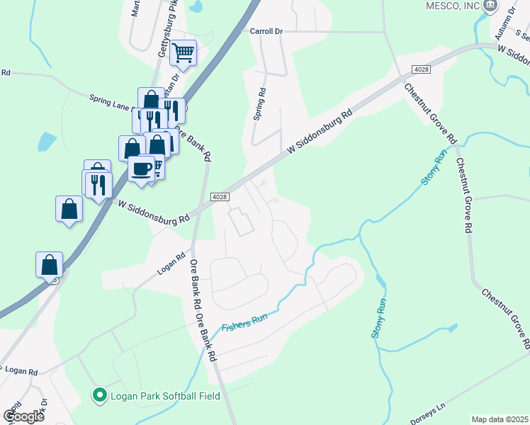 map of restaurants, bars, coffee shops, grocery stores, and more near 114 Stonebridge Drive in Dillsburg