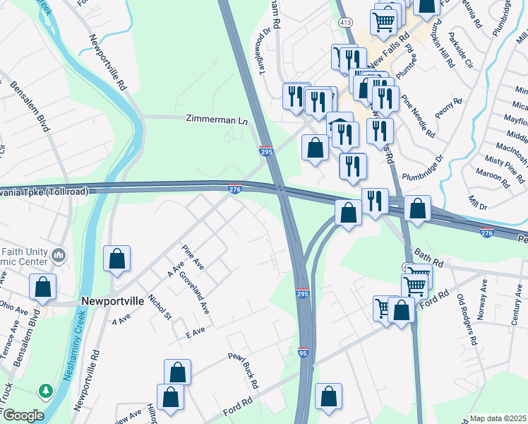 map of restaurants, bars, coffee shops, grocery stores, and more near 3008 B Avenue in Levittown