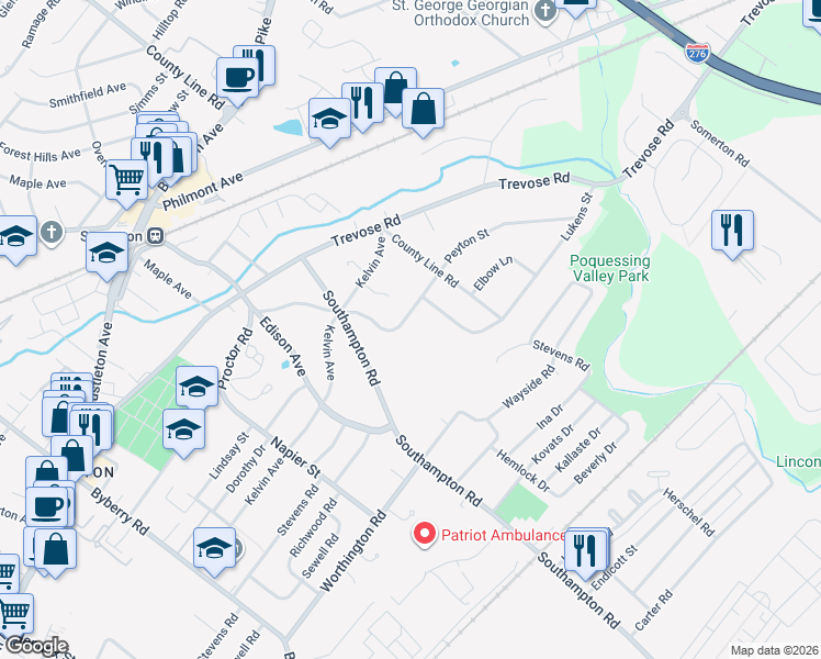 map of restaurants, bars, coffee shops, grocery stores, and more near 1024 Lukens Street in Philadelphia