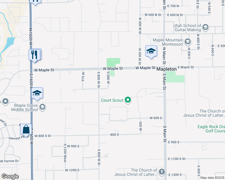 map of restaurants, bars, coffee shops, grocery stores, and more near 242 S 680 W in Mapleton