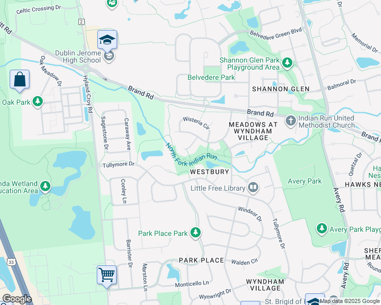 map of restaurants, bars, coffee shops, grocery stores, and more near 7818 Westbury Court in Dublin
