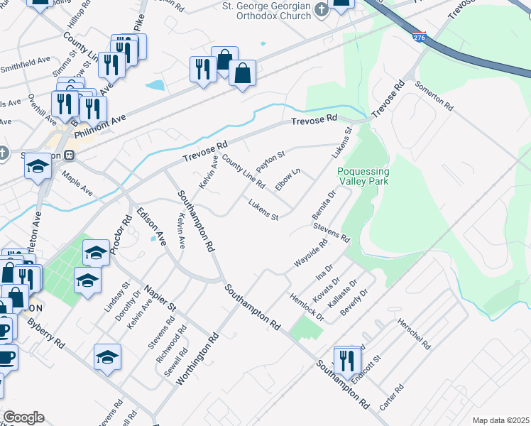 map of restaurants, bars, coffee shops, grocery stores, and more near 1008 Lukens Street in Philadelphia