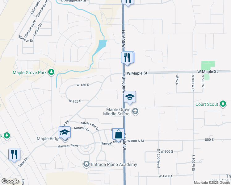 map of restaurants, bars, coffee shops, grocery stores, and more near 1655 West 200 North in Mapleton