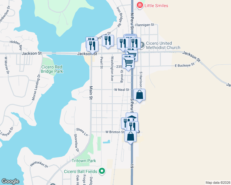 map of restaurants, bars, coffee shops, grocery stores, and more near 429 Washington Avenue in Cicero