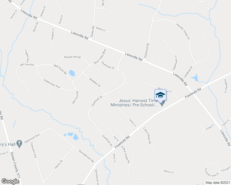 map of restaurants, bars, coffee shops, grocery stores, and more near 23 Overlook Drive in Jackson Township