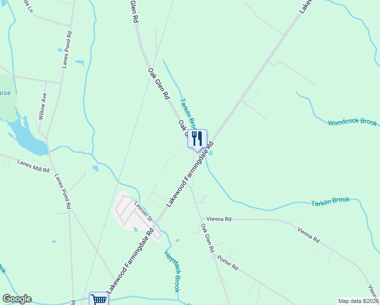 map of restaurants, bars, coffee shops, grocery stores, and more near 620 Oak Glen Road in Howell Township