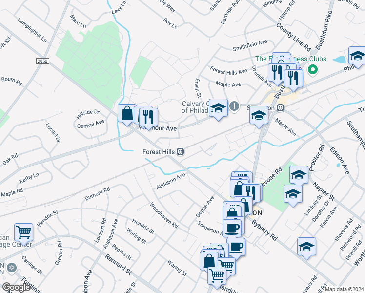 map of restaurants, bars, coffee shops, grocery stores, and more near 13069 Cardella Place in Philadelphia