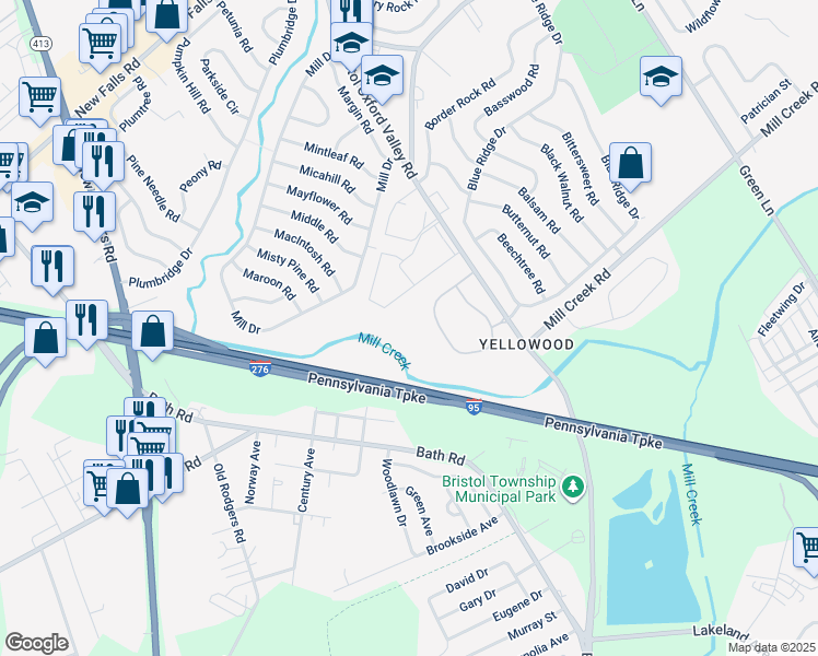 map of restaurants, bars, coffee shops, grocery stores, and more near 204 Devon Way in Levittown