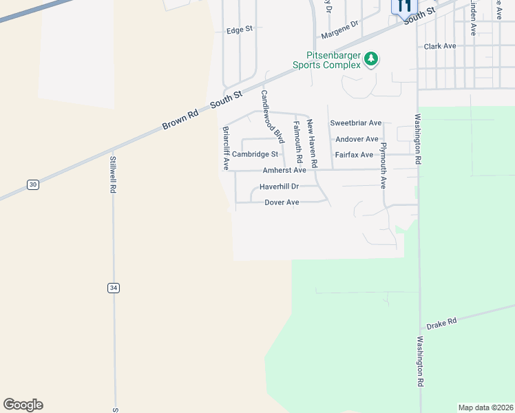 map of restaurants, bars, coffee shops, grocery stores, and more near 1721 Dover Avenue in Piqua