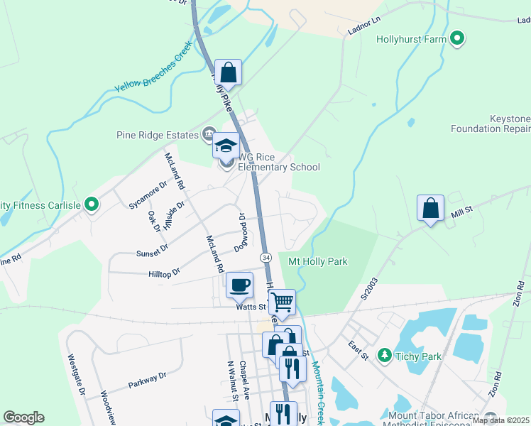 map of restaurants, bars, coffee shops, grocery stores, and more near 700 Holly Pike in Mount Holly Springs