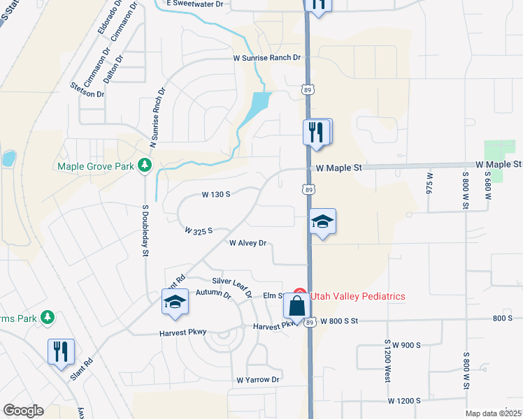 map of restaurants, bars, coffee shops, grocery stores, and more near 1809 West 200 South in Mapleton