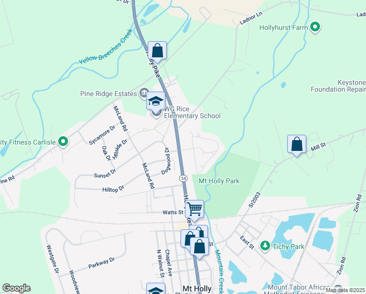 map of restaurants, bars, coffee shops, grocery stores, and more near 700 Holly Pike in Mount Holly Springs
