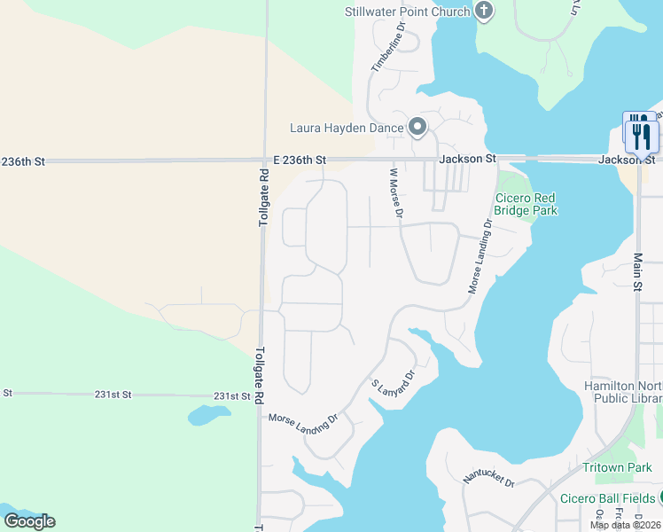 map of restaurants, bars, coffee shops, grocery stores, and more near 23333 Tollgate Road in Cicero