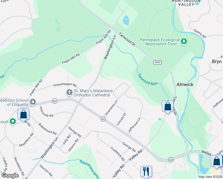 map of restaurants, bars, coffee shops, grocery stores, and more near 2236 Deer Path Road in Montgomery County