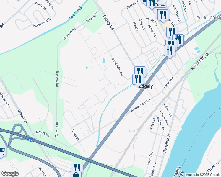 map of restaurants, bars, coffee shops, grocery stores, and more near 1901 Hartel Avenue in Levittown