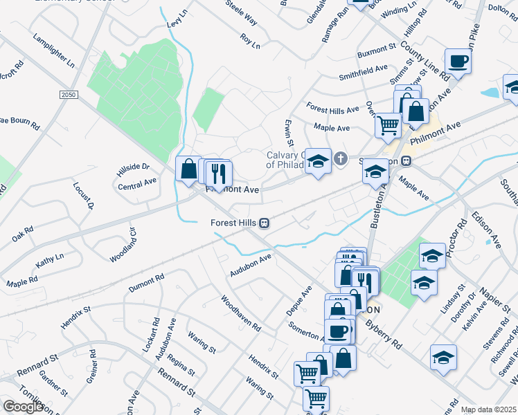 map of restaurants, bars, coffee shops, grocery stores, and more near 13063 Blakeslee Drive in Philadelphia