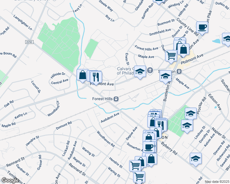 map of restaurants, bars, coffee shops, grocery stores, and more near 13063 Blakeslee Drive in Philadelphia