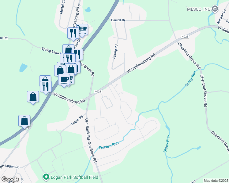 map of restaurants, bars, coffee shops, grocery stores, and more near 106 Stonebridge Drive in Dillsburg