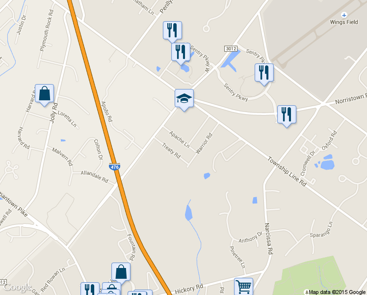 map of restaurants, bars, coffee shops, grocery stores, and more near 616 Apache Lane in Plymouth Meeting