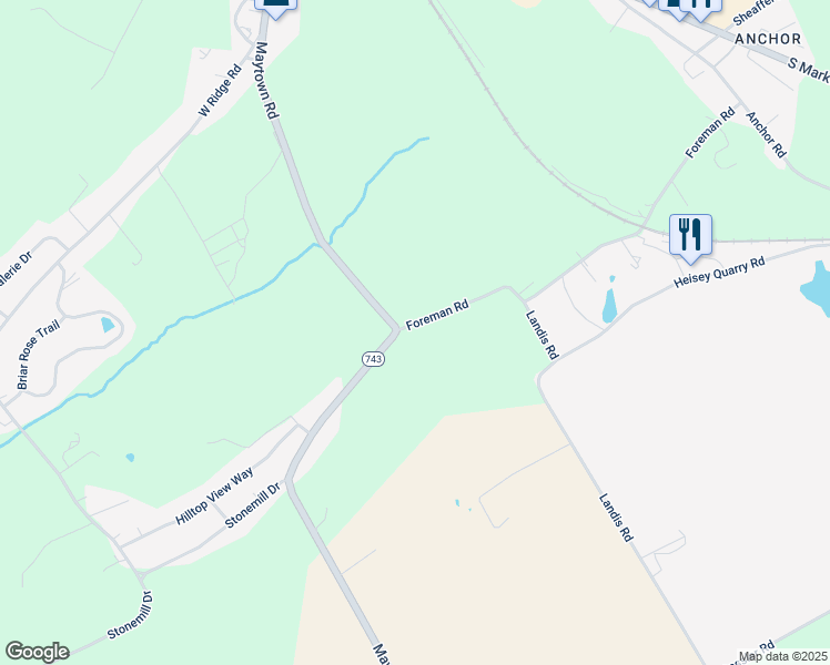 map of restaurants, bars, coffee shops, grocery stores, and more near 481 Foreman Road in Elizabethtown