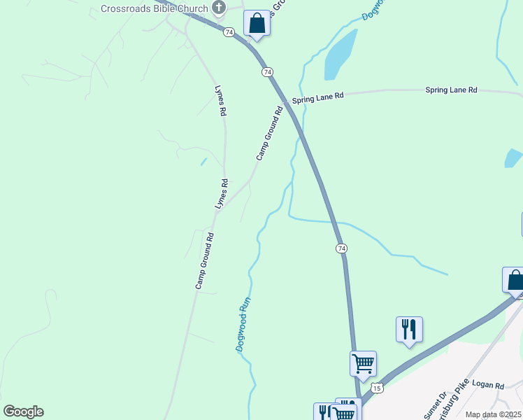 map of restaurants, bars, coffee shops, grocery stores, and more near 53 Rt 15 in Dillsburg