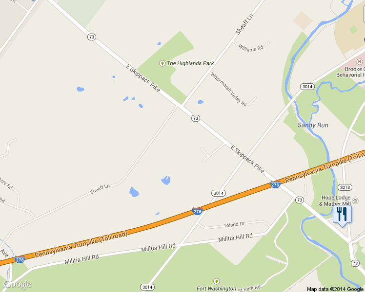map of restaurants, bars, coffee shops, grocery stores, and more near 310 Skippack Pike in Fort Washington