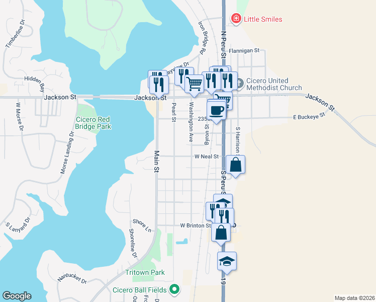 map of restaurants, bars, coffee shops, grocery stores, and more near 429 Washington Avenue in Cicero
