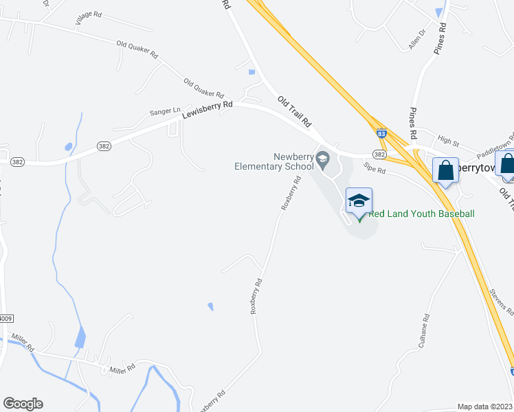 map of restaurants, bars, coffee shops, grocery stores, and more near 145 Roxberry Road in York Haven