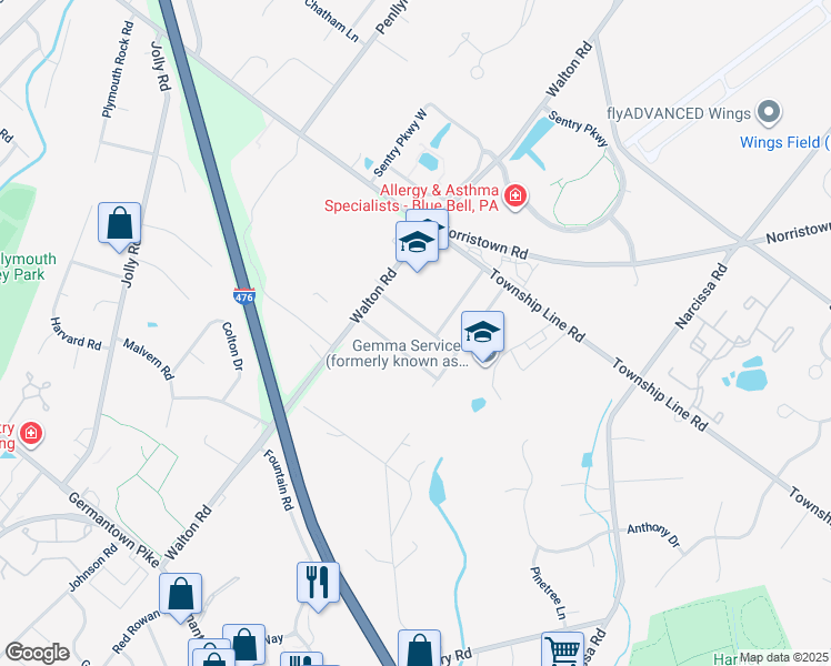 map of restaurants, bars, coffee shops, grocery stores, and more near 612 Apache Lane in Plymouth Meeting