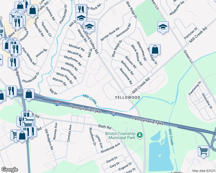 map of restaurants, bars, coffee shops, grocery stores, and more near 29 Natalie Court in Levittown