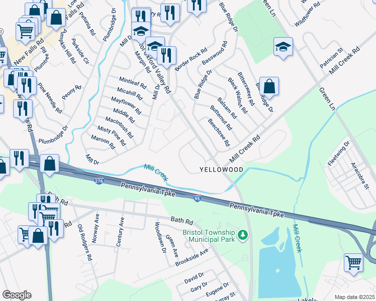 map of restaurants, bars, coffee shops, grocery stores, and more near 29 Natalie Court in Levittown