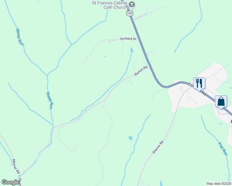 map of restaurants, bars, coffee shops, grocery stores, and more near 72117 Barton Road in Bridgeport