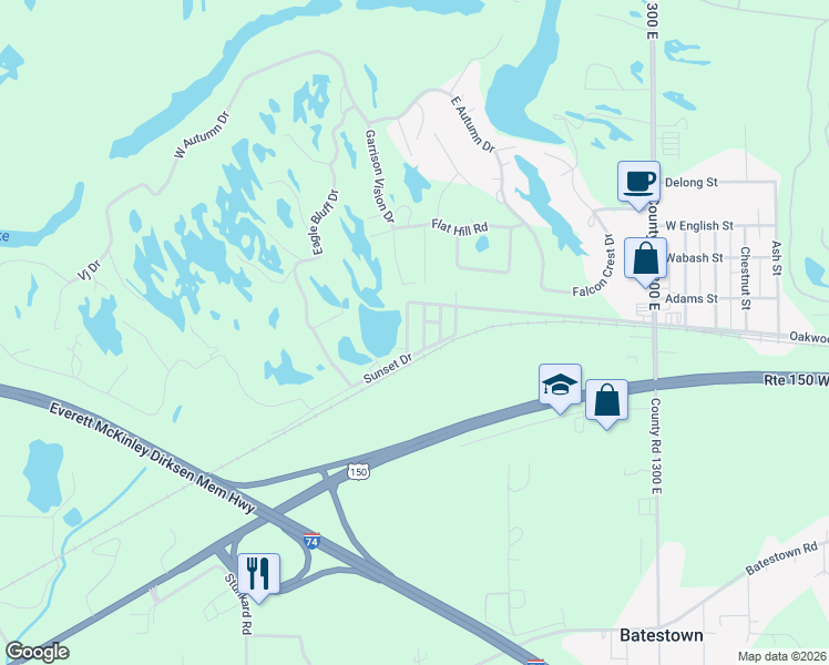 map of restaurants, bars, coffee shops, grocery stores, and more near 107 Garrison Vision Drive in Oakwood