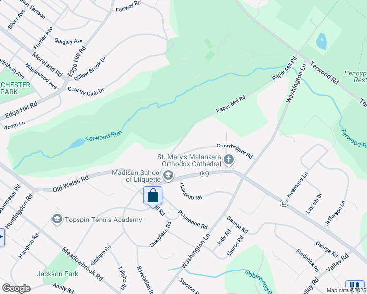 map of restaurants, bars, coffee shops, grocery stores, and more near 2051 Paper Mill Road in Montgomery County
