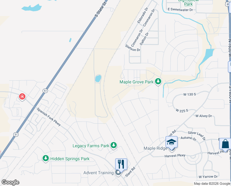 map of restaurants, bars, coffee shops, grocery stores, and more near 2744 West Aurora Avenue in Springville