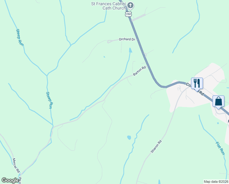 map of restaurants, bars, coffee shops, grocery stores, and more near 72117 Barton Road in Bridgeport