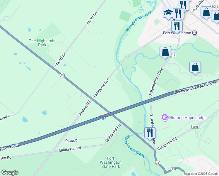 map of restaurants, bars, coffee shops, grocery stores, and more near 7022 Lafayette Avenue in Fort Washington