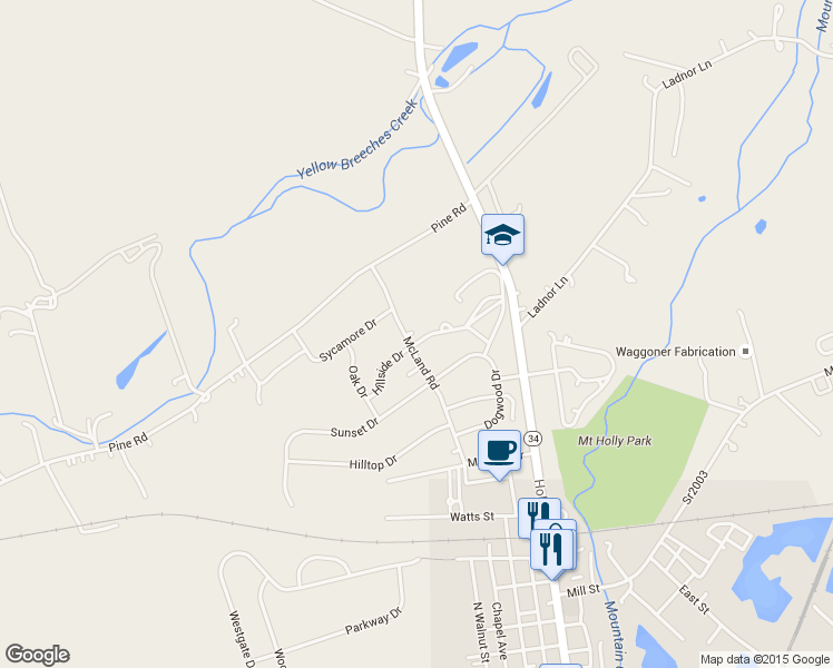 map of restaurants, bars, coffee shops, grocery stores, and more near 206 McLand Road in Mount Holly Springs