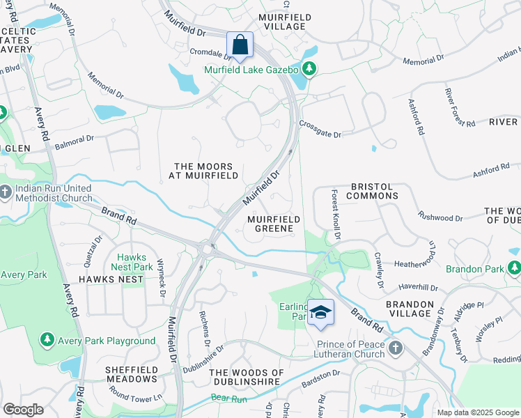 map of restaurants, bars, coffee shops, grocery stores, and more near 7816 Nassau Loop in Dublin