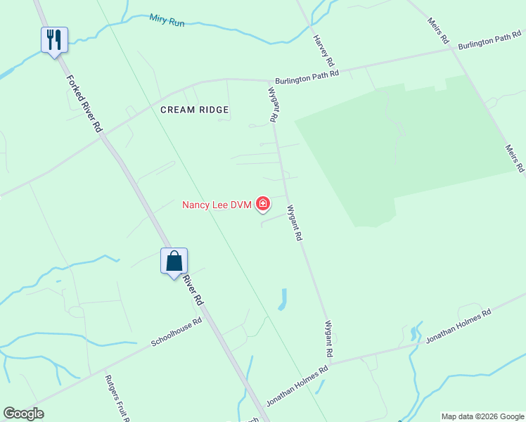 map of restaurants, bars, coffee shops, grocery stores, and more near 28 Wygant Road in Upper Freehold